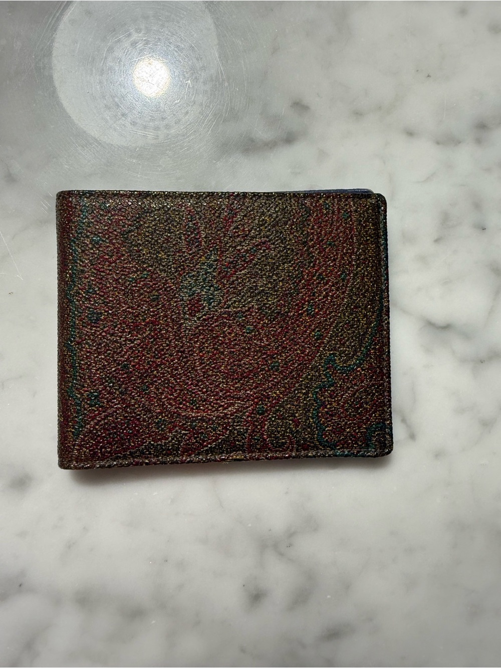 Etro Leather Bifold Wallet - Brown Patterned Paisley